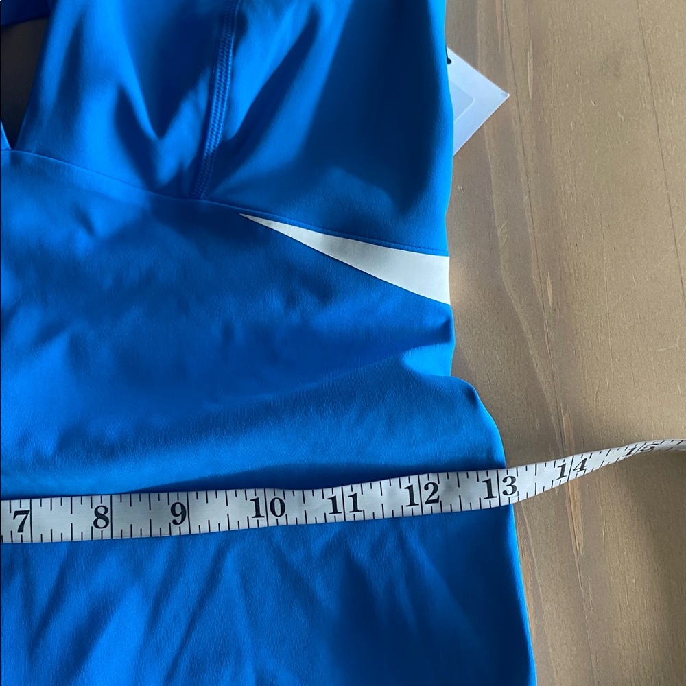BANDIER V-Neck Plunge Contrast Short Catsuit 🐈⬛ Size S Blue White Luxury Chic - Picture 10 of 11